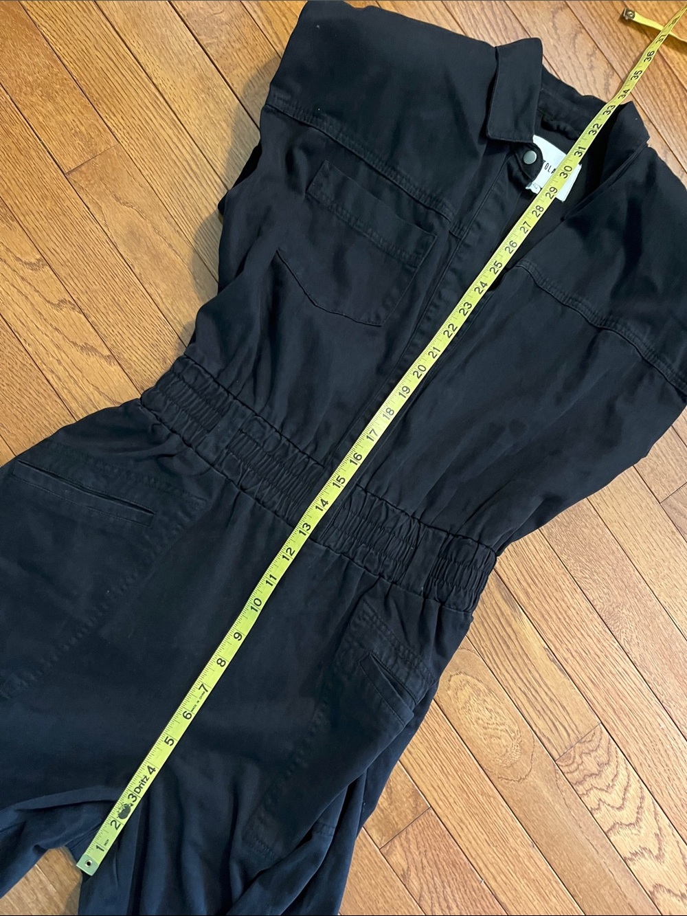 Pistola Rosie Padded Shoulder Black Cotton Jumpsuit - Picture 10 of 16